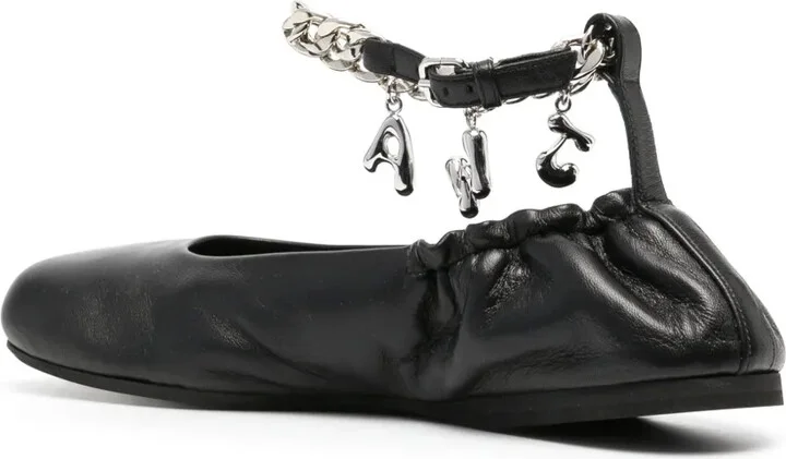 Logo-Charm Leather Ballerina Shoes - Image 3