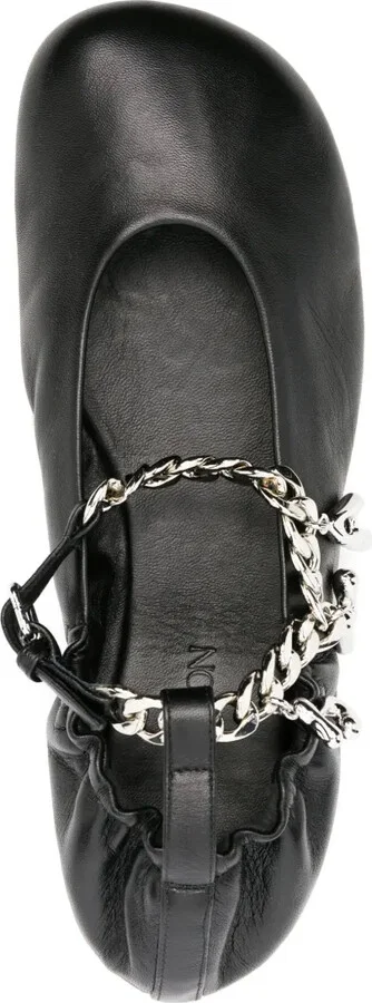 Logo-Charm Leather Ballerina Shoes - Image 4
