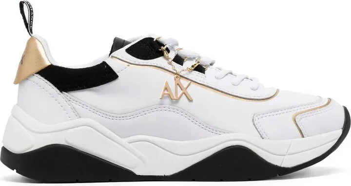 Logo-Charm Leather Lace-Up Sneakers