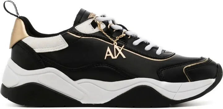 Logo-Charm Leather Lace-Up Sneakers