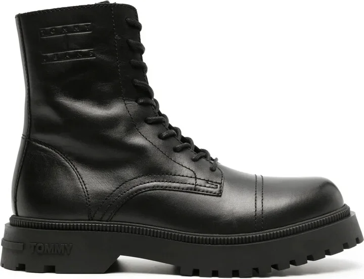 Logo-Debossed Ankle Leather Boots