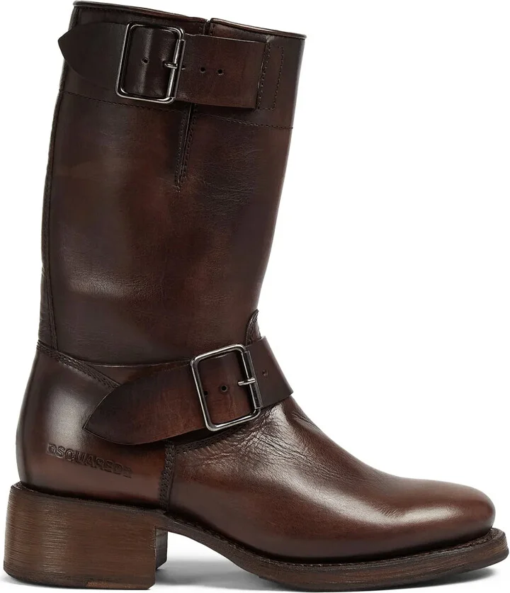Logo-Debossed Leather Boots