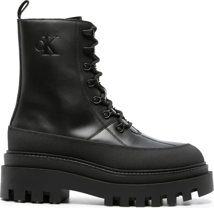 Logo-Debossed Leather Boots