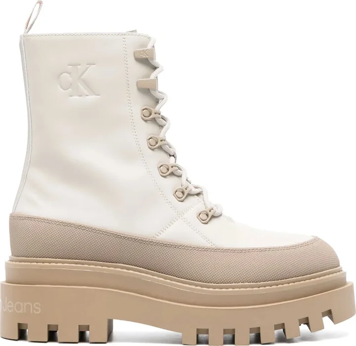 Logo-Debossed Leather Boots