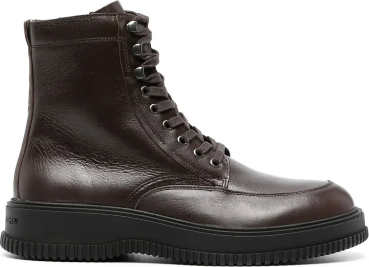 Logo-Debossed Leather Boots