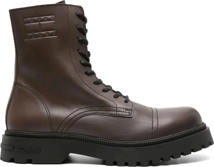Logo-Debossed Leather Boots