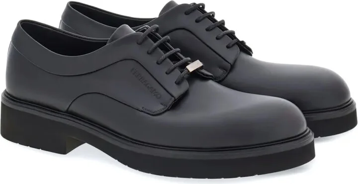 logo-debossed leather Derby shoes - Image 2