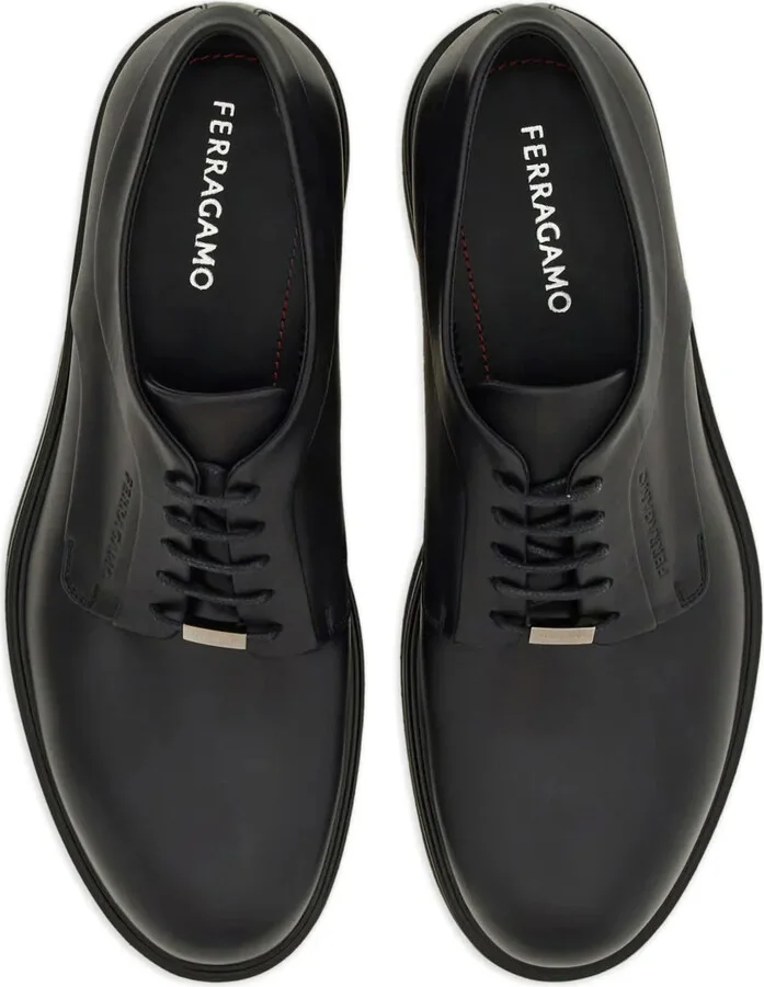 logo-debossed leather Derby shoes - Image 4