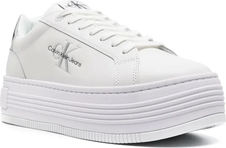 Logo-Debossed Leather Flatform Sneakers - Image 2