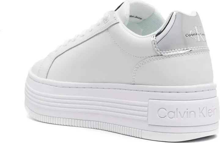 Logo-Debossed Leather Flatform Sneakers - Image 3