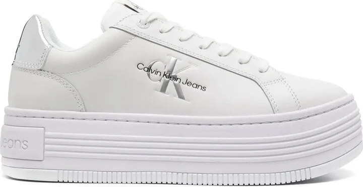 Logo-Debossed Leather Flatform Sneakers
