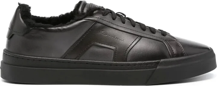 Logo-Debossed Leather Sneakers