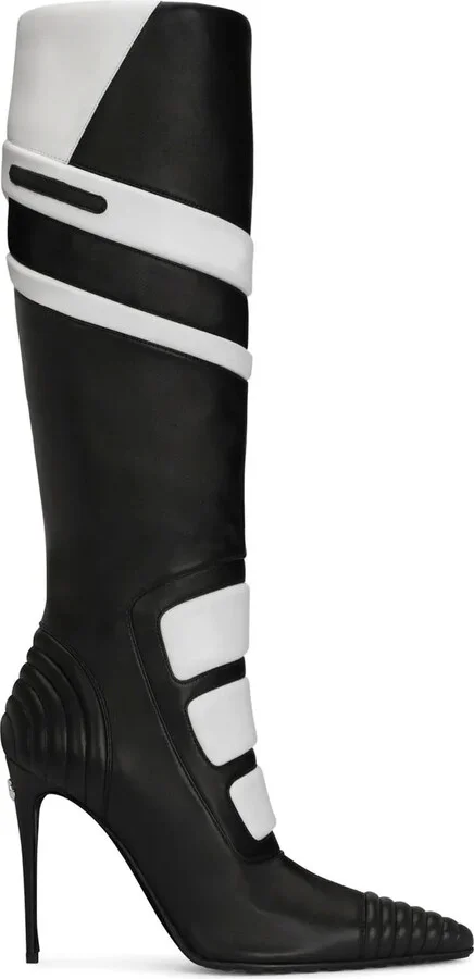 Logo-Detail Leather Knee-Length Boots