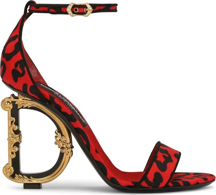 Logo-Detail Leopard-Print Sandals