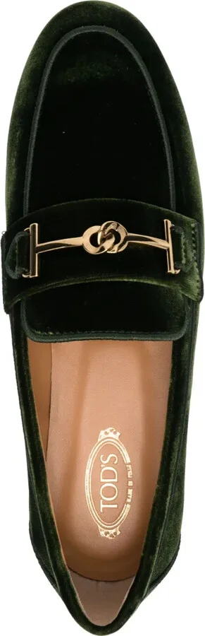 Logo-Detail Velvet Loafers - Image 4