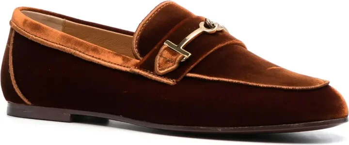 Logo-Detail Velvet Loafers - Image 2