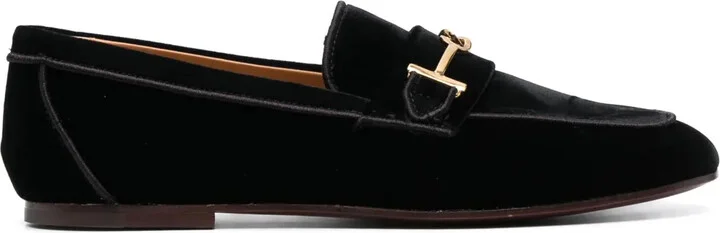 Logo-Detail Velvet Loafers