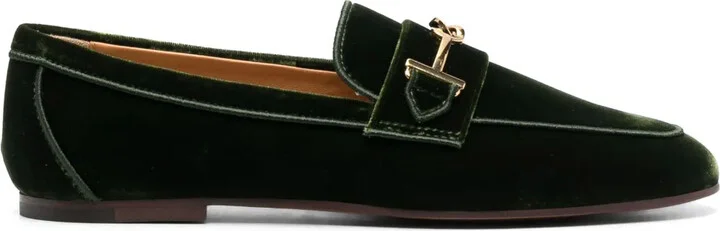 Logo-Detail Velvet Loafers