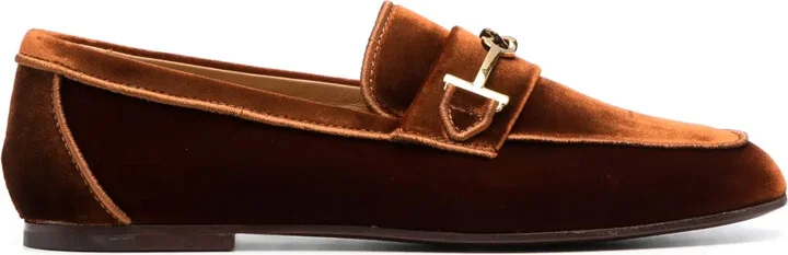 Logo-Detail Velvet Loafers