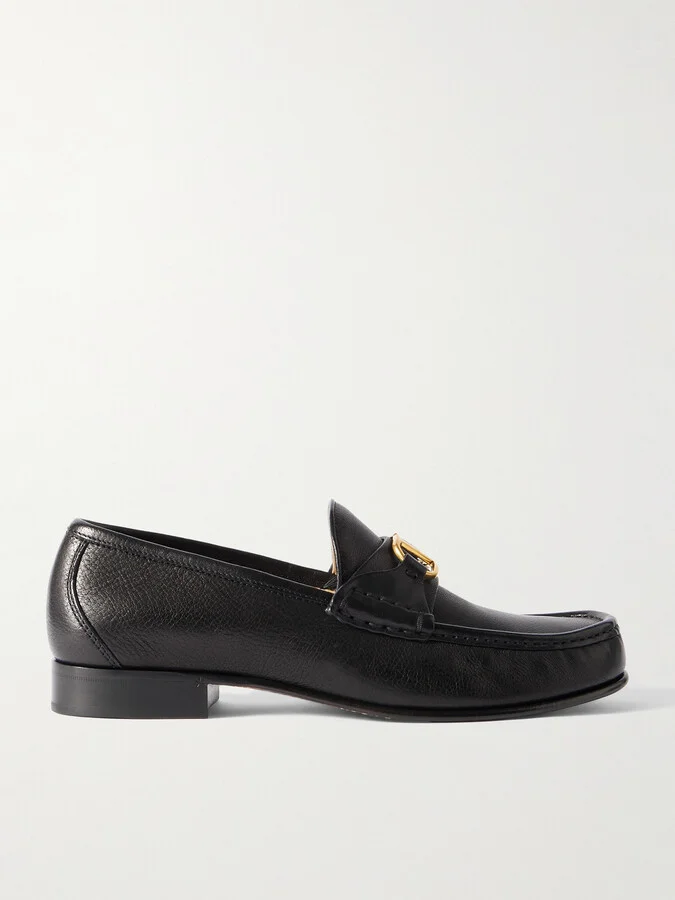 Logo-Embellished Full-Grain Leather Loafers