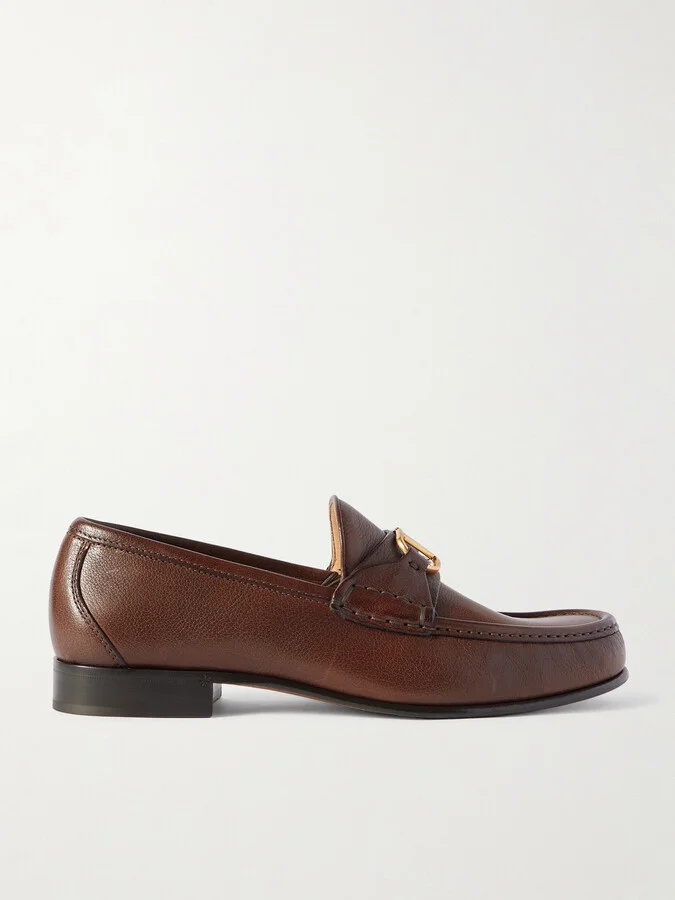 Logo-Embellished Full-Grain Leather Loafers