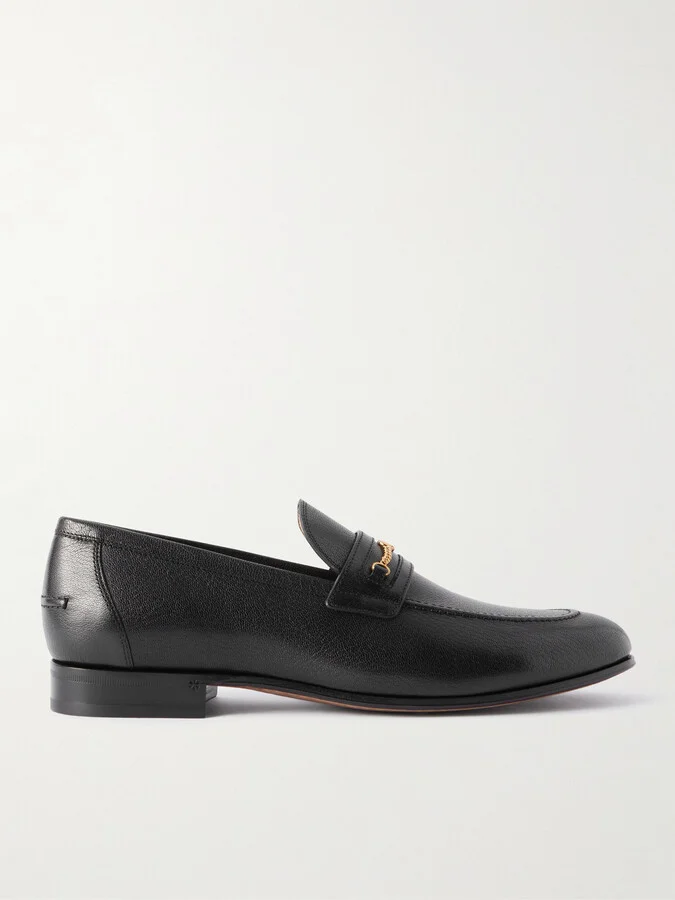 Logo-Embellished Full-Grain Leather Loafers