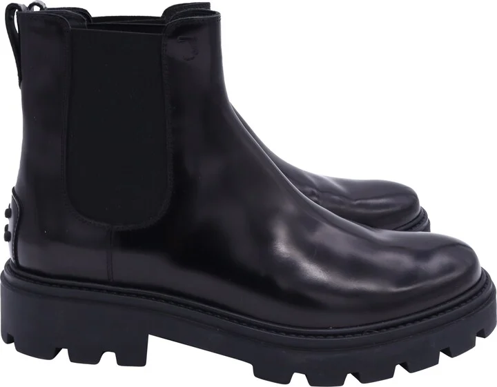 Logo-Embossed Chelsea Boots in Black Leather
