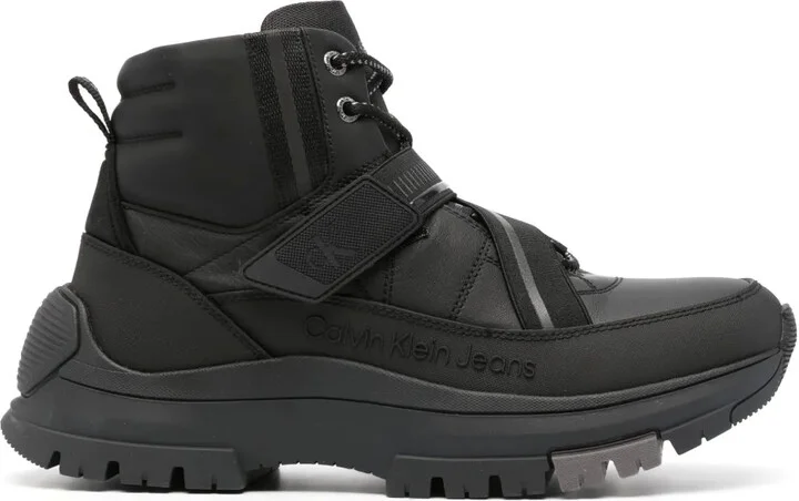 Logo-Embossed Leather Ankle Boots