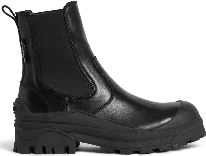 Logo-Embossed Leather Boots