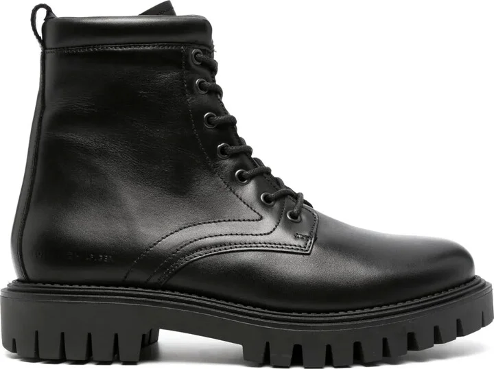 Logo-Embossed Leather Boots