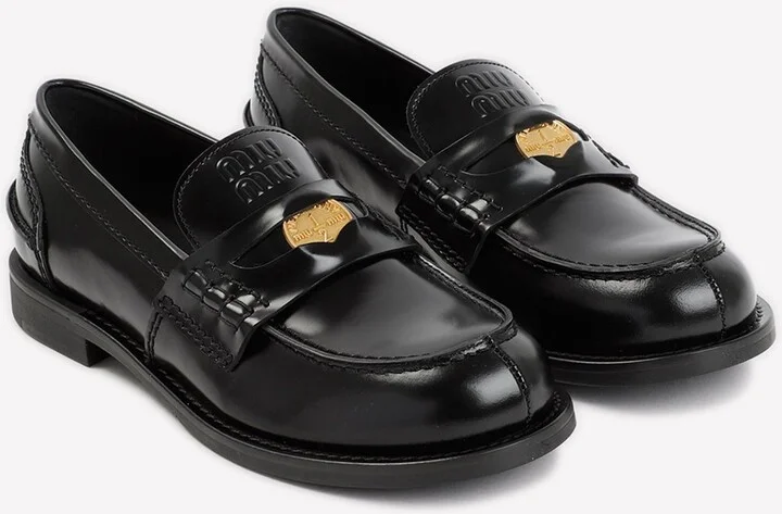 Logo Embossed Leather Loafers - Image 2