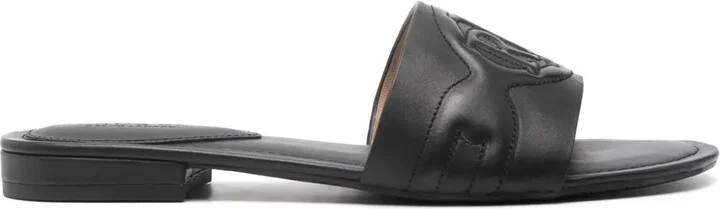 Logo-Embossed Leather Slides