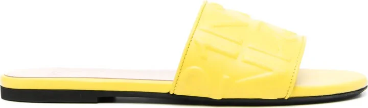 Logo-Embossed Leather Slides