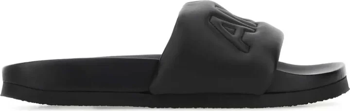 Logo-Embossed Leather Slippers