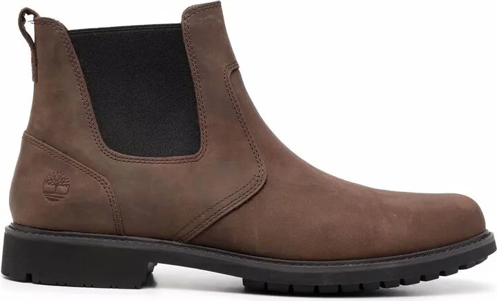 logo-embossed suede Chelsea boots