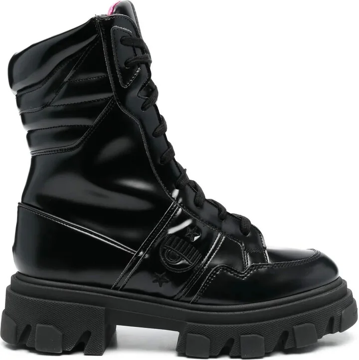 Logo-Embroidered Combat Boots