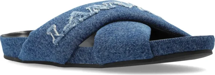 Logo-Embroidered Crossover Denim Slides - Image 2