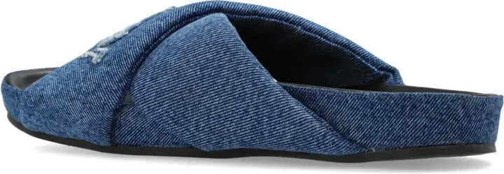 Logo-Embroidered Crossover Denim Slides - Image 3