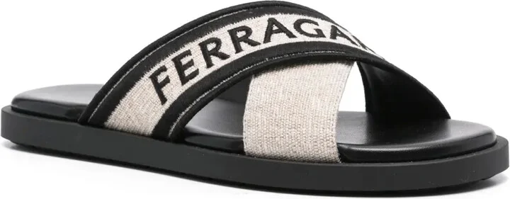 Logo-Embroidered Crossover-Strap Sandals - Image 2