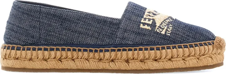 Logo-Embroidered Denim Espadrilles