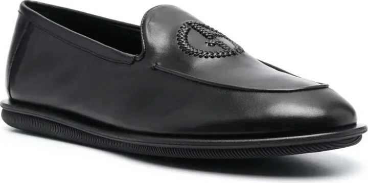 Logo-Embroidered Leather Loafers - Image 2