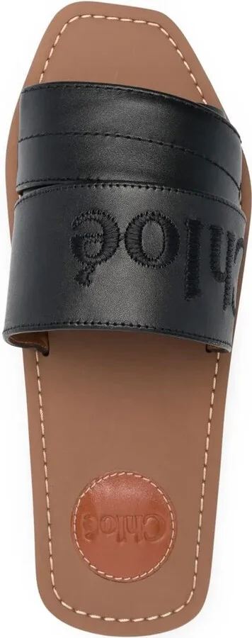 Logo-Embroidered Leather Sandals - Image 4