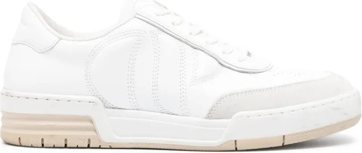 Logo-Embroidered Leather Sneakers