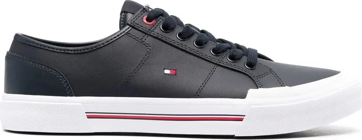 Logo-Embroidered Low-Top Leather Sneakers