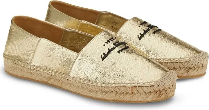 Logo-Embroidered Metallic Espadrilles - Image 2