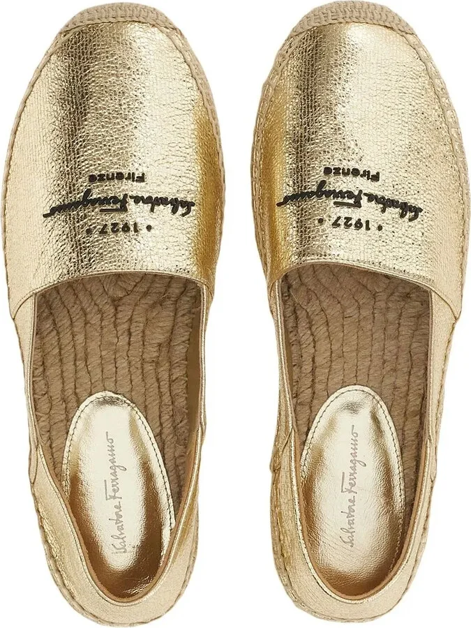 Logo-Embroidered Metallic Espadrilles - Image 4