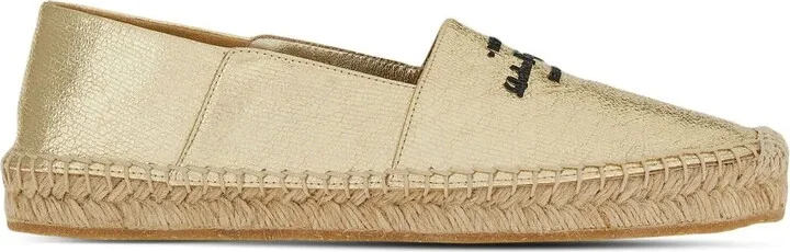 Logo-Embroidered Metallic Espadrilles