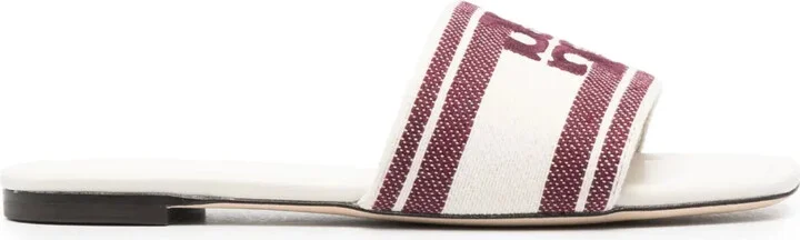 Logo-Embroidered Open-Toe Flat Slides