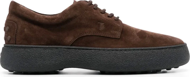 Logo-Embroidered Suede Derby Shoes