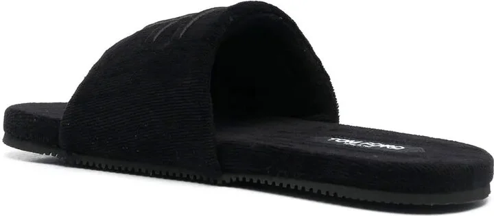Logo-Embroidered Velvet-Effect Mules - Image 3